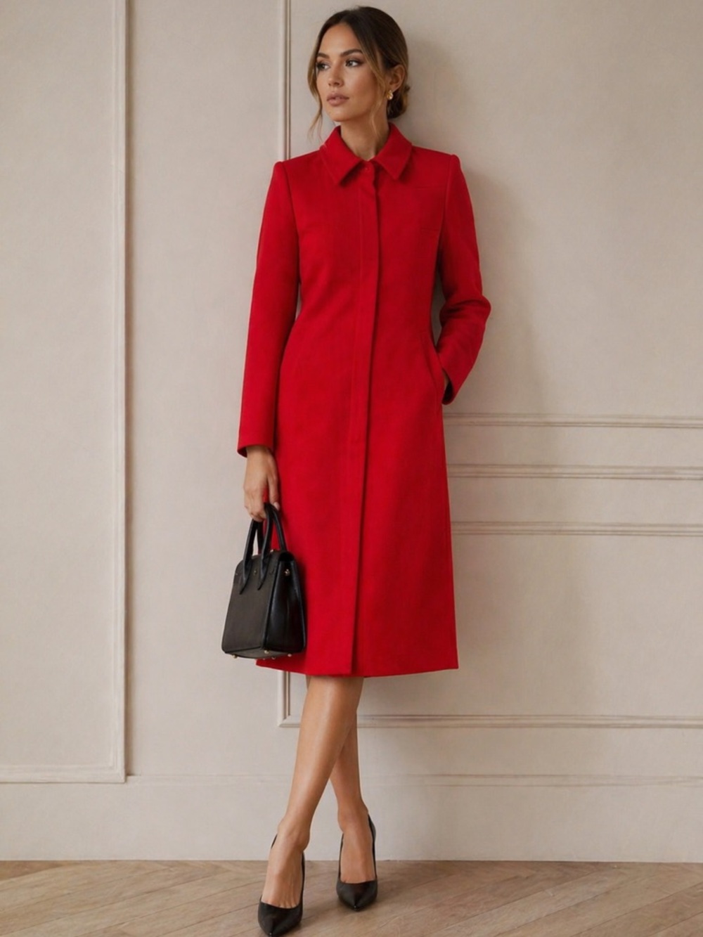 Cynthia Howie for Maggy Boutique red coat maxi dress